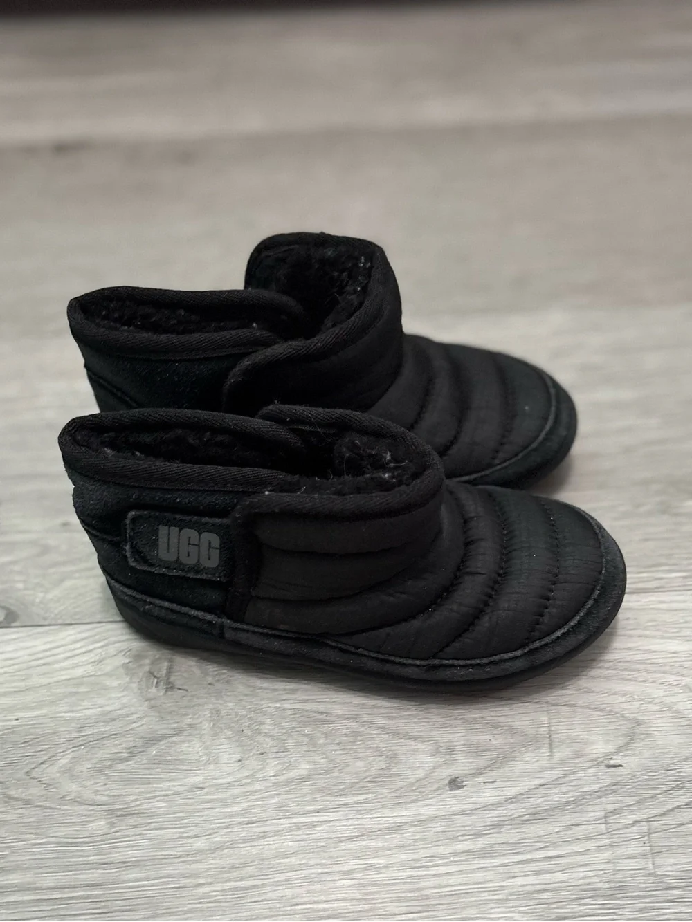 UGG Kids Black Quilted Slip-On Booties